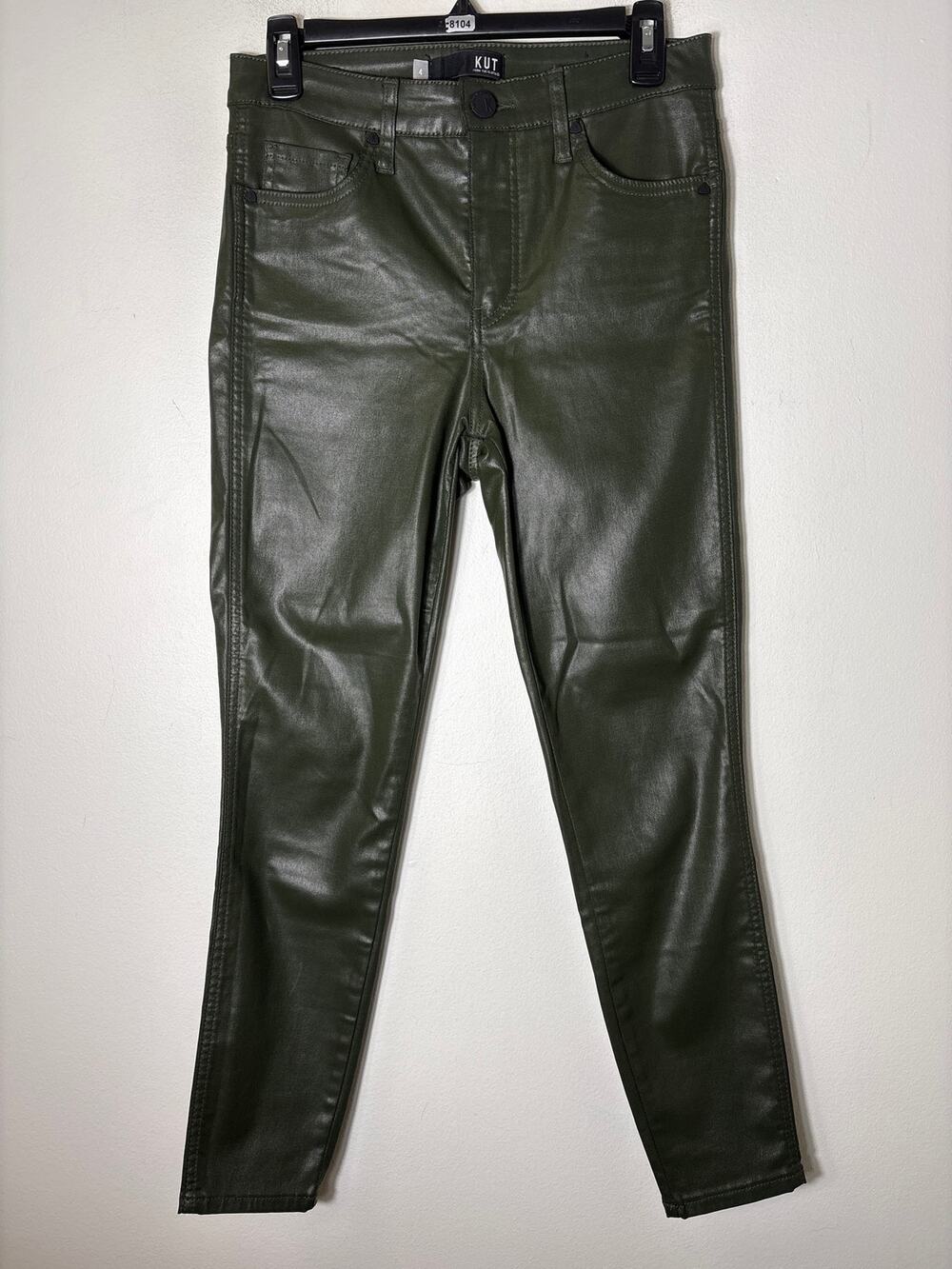 Kut Green Faux Leather Pants Sz 4